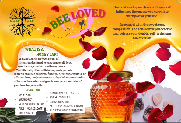 Bee Loved honey jar ritual bundle advertisement